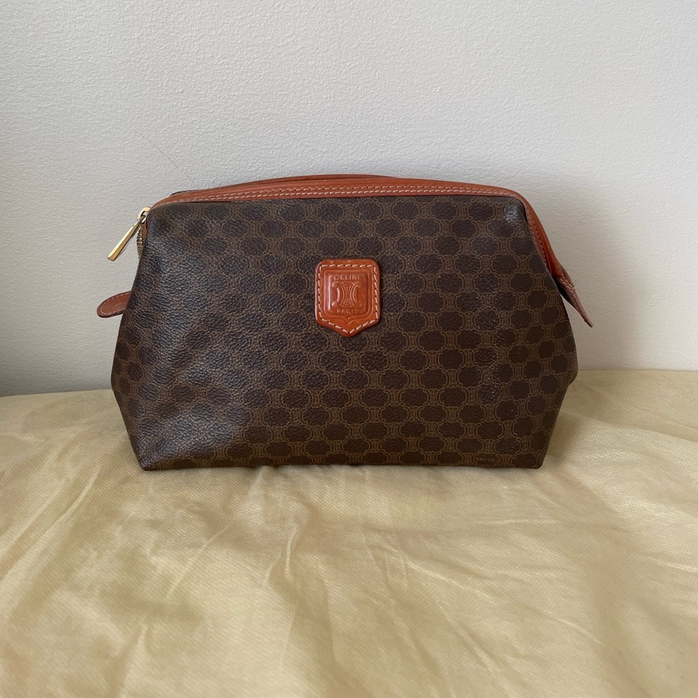 Celine Macadam Vintage brown leather pouch
